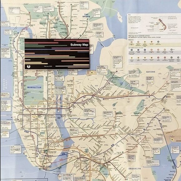 1925 NYC MTA Subway Lines Map Metal Print Sign 8"x12" + Bonus Current Paper Map - Picture 8 of 8